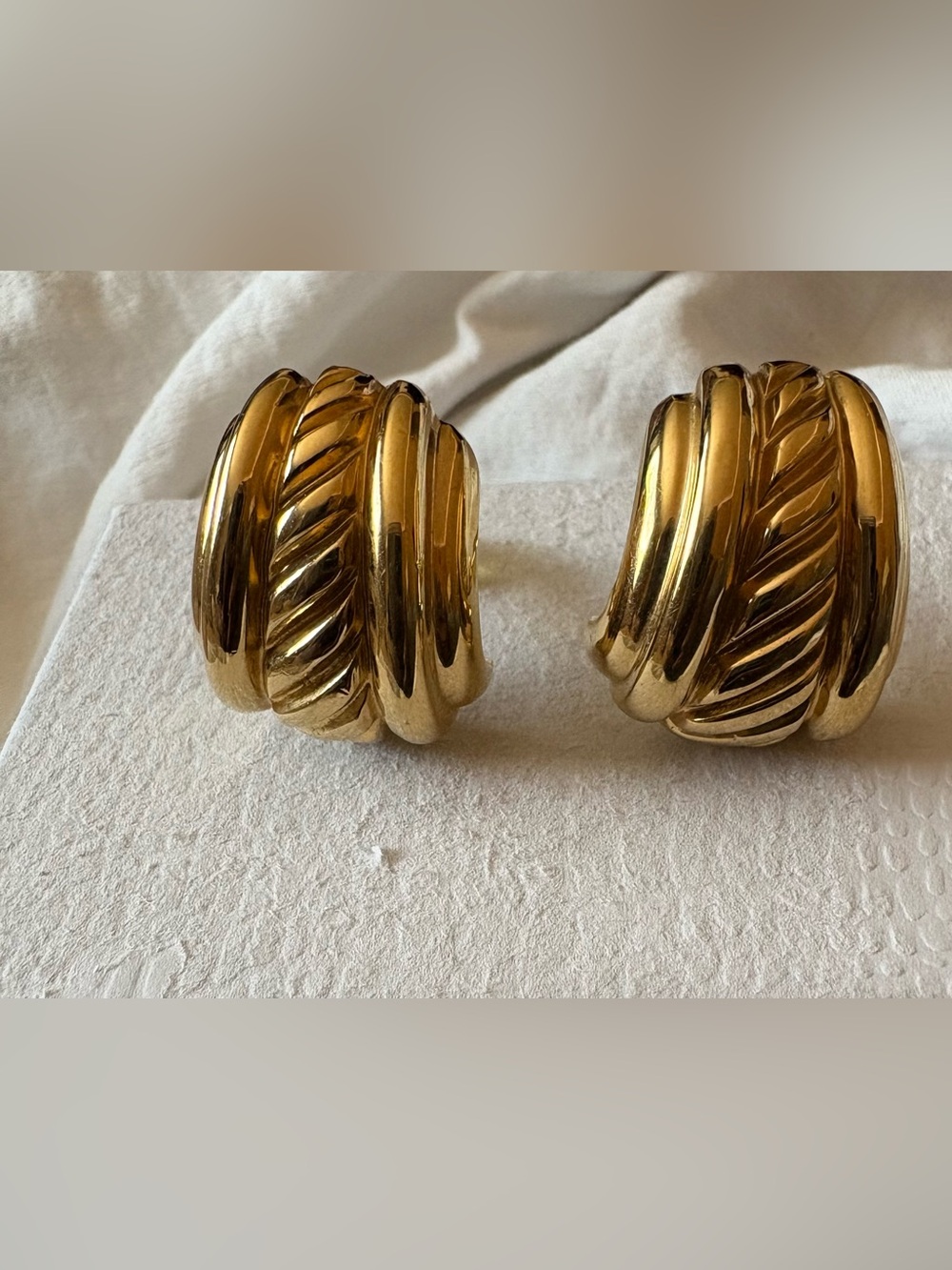 Vintage St. John Gold Tone Clip-On Earrings | Designer Statement Earrings